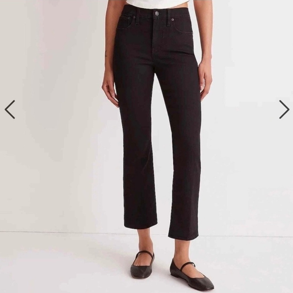 Madewell Mid-rise Kick Out Crop Flare Jeans Black Rinse Wash 29P